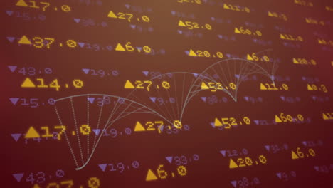 Animación-Del-Procesamiento-De-Datos-Financieros-Sobre-Una-Cadena-De-ADN-Sobre-Fondo-Negro.