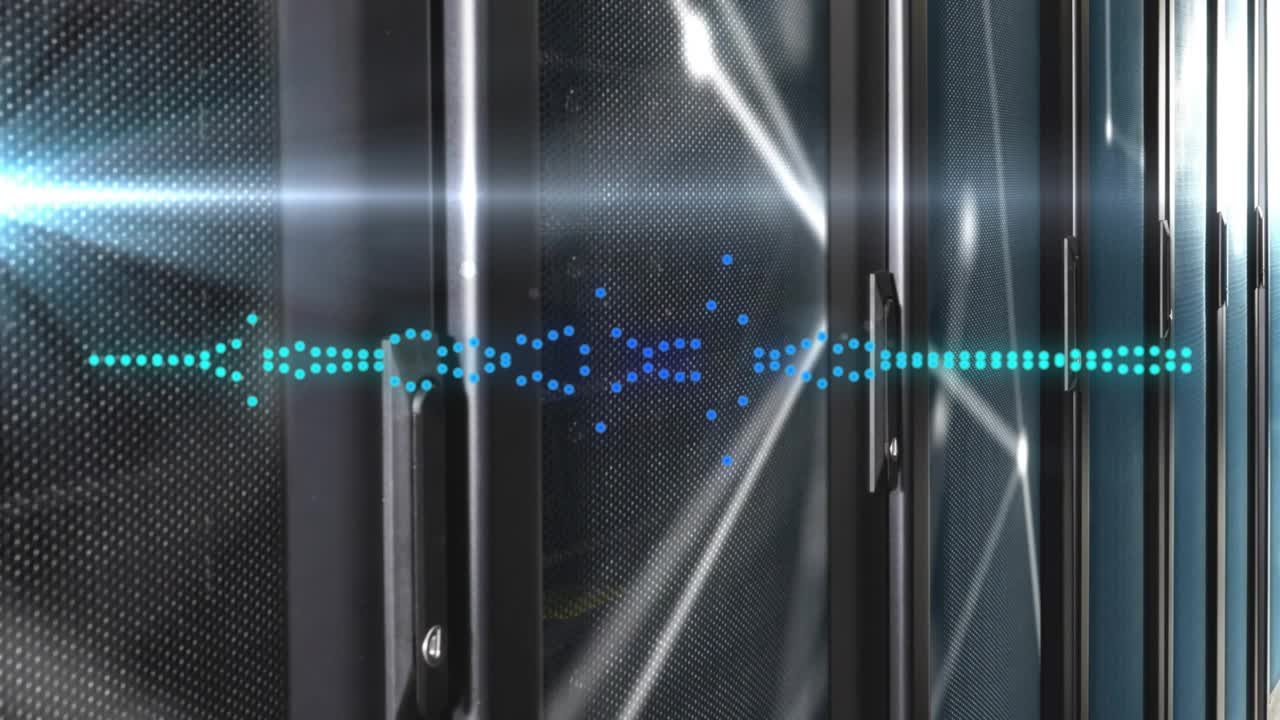 Lens flare sweeping left lighting bars, teal waveform pulsing, mesh forming to visualize data flow