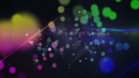 animation of glowing light spots moving on seamless loop on dark background