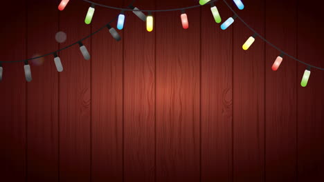 happy merry christmas card with lights colors bulbs