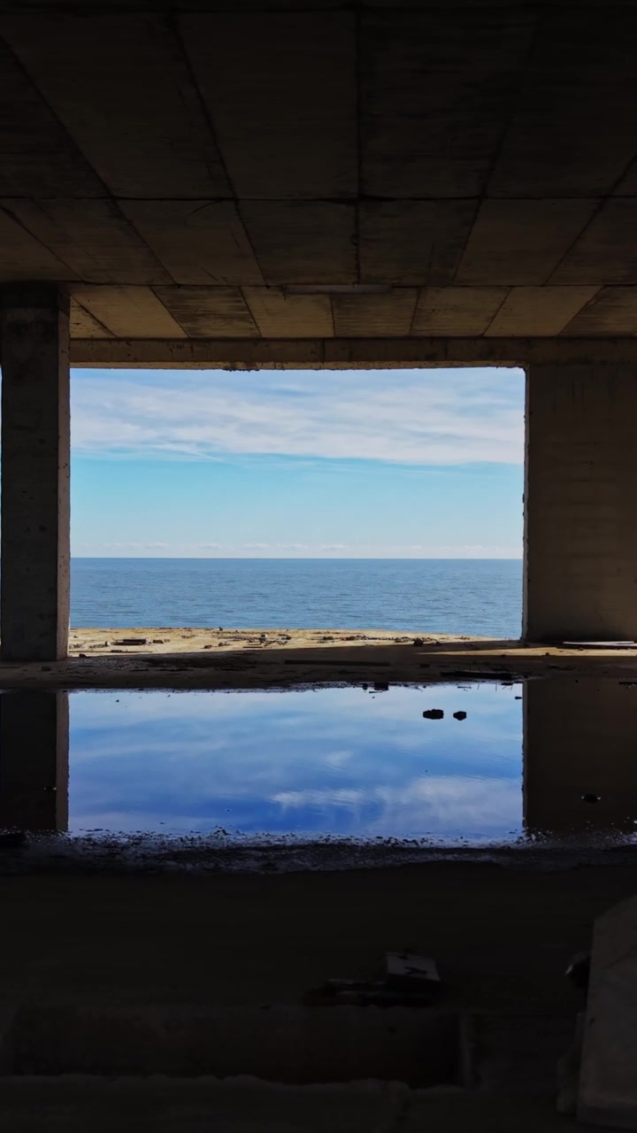 Scenic view from an unfinished building overlooking the ocean