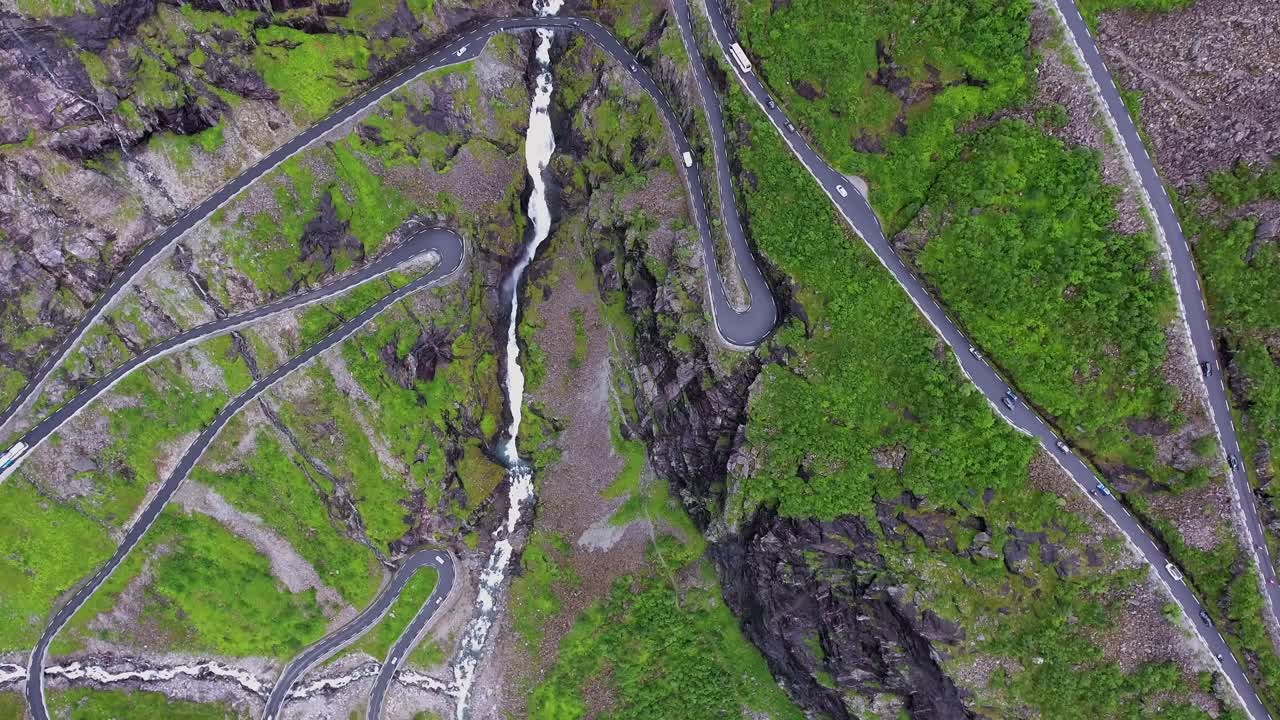 Troll's Path Trollstigen or Trollstigveien winding mountain road.