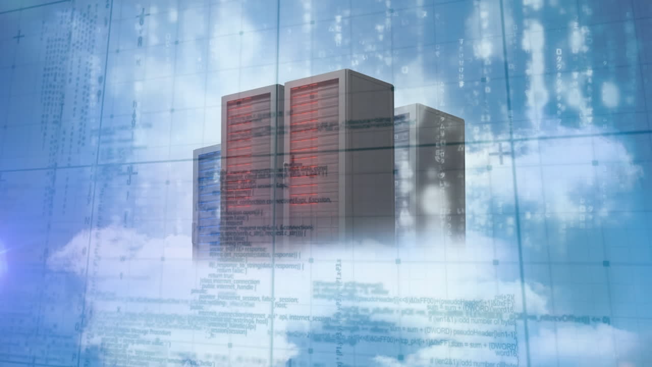 Animation of data processing over server room