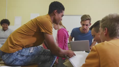 students working together in high school class