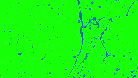 blue paint splashing from left side in slow motion isolated on green screen background 4k
