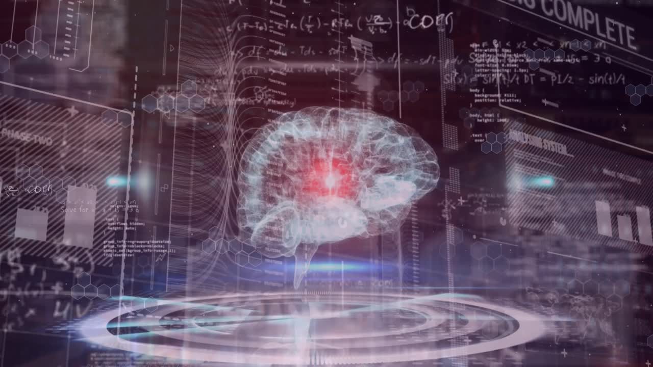 뇌를 통해 데이터 처리의 애니메이션