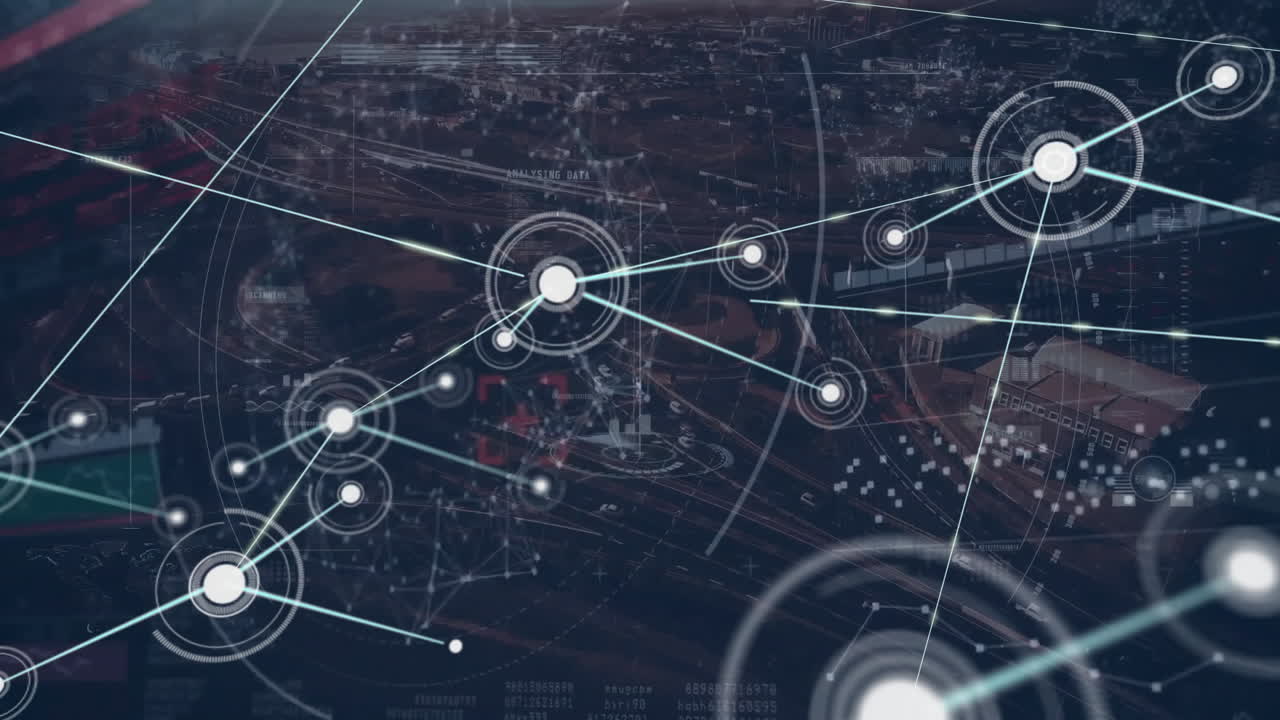 Animation of network of connections over landscape background