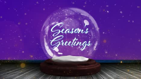 Animation-Des-Weihnachtsgrußtextes-In-Schneekugel-Und-Sternschnuppe-Auf-Violettem-Hintergrund