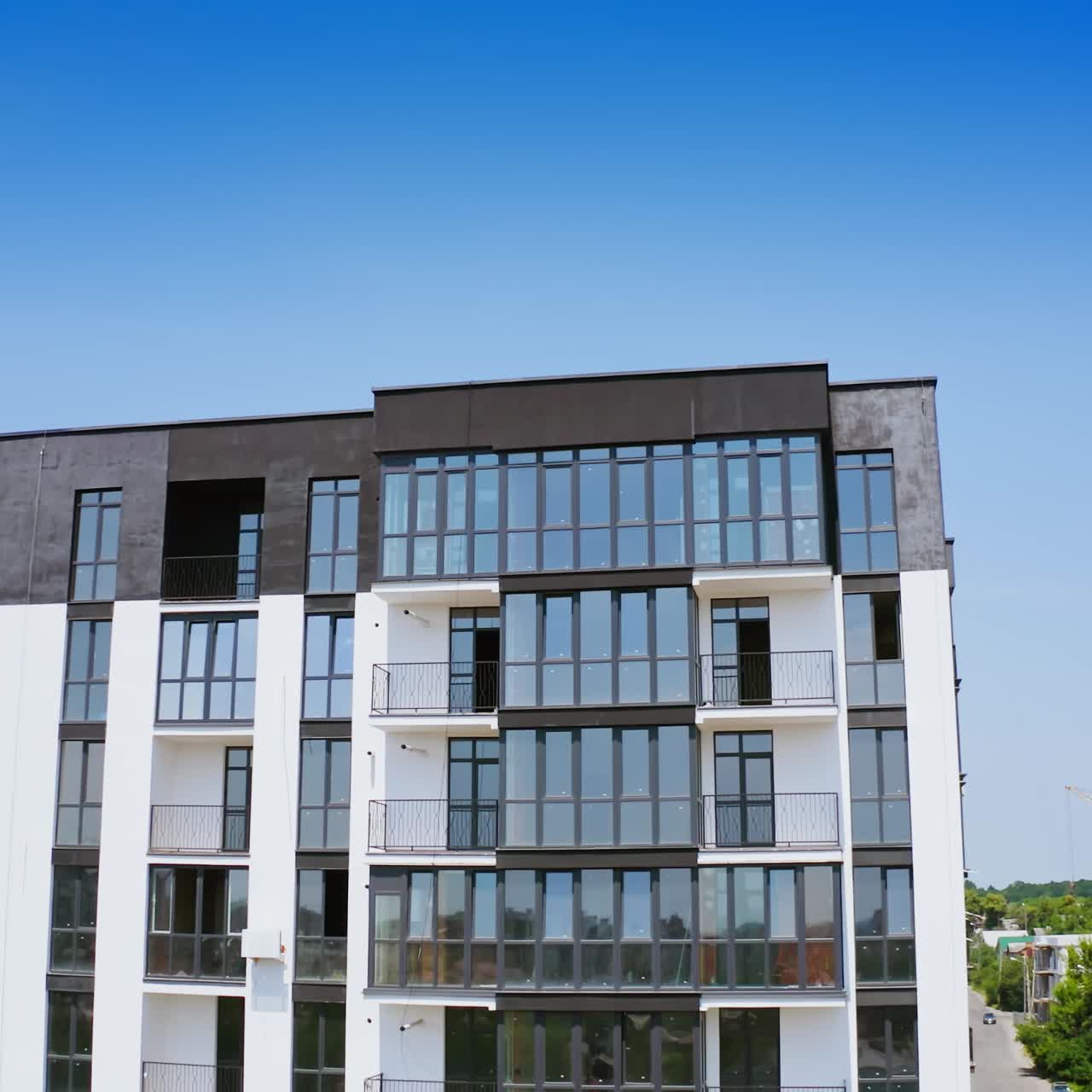 New Town Apartment Complex Landscape. Aerial view of modern apartment residential building architecture