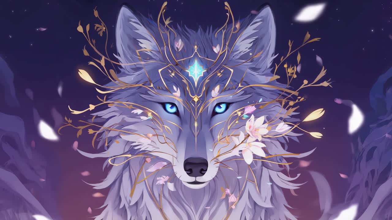 Illustrazione di lupo fantasy