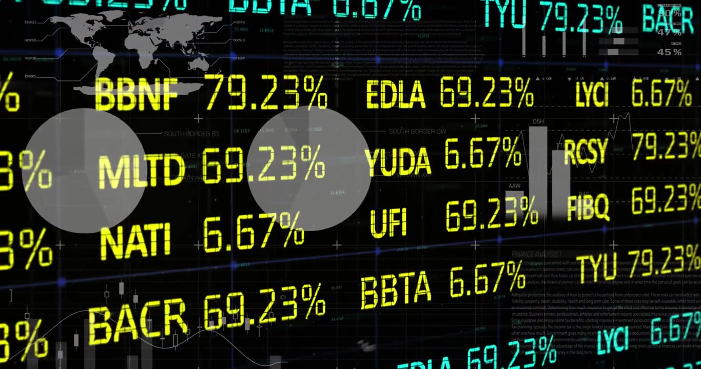 Animation of stock market over data processing
