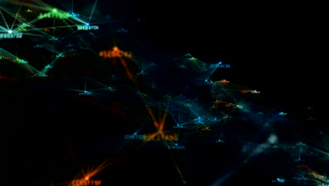 red de cadena de bloques y concepto de programación en el fondo tecnológico.