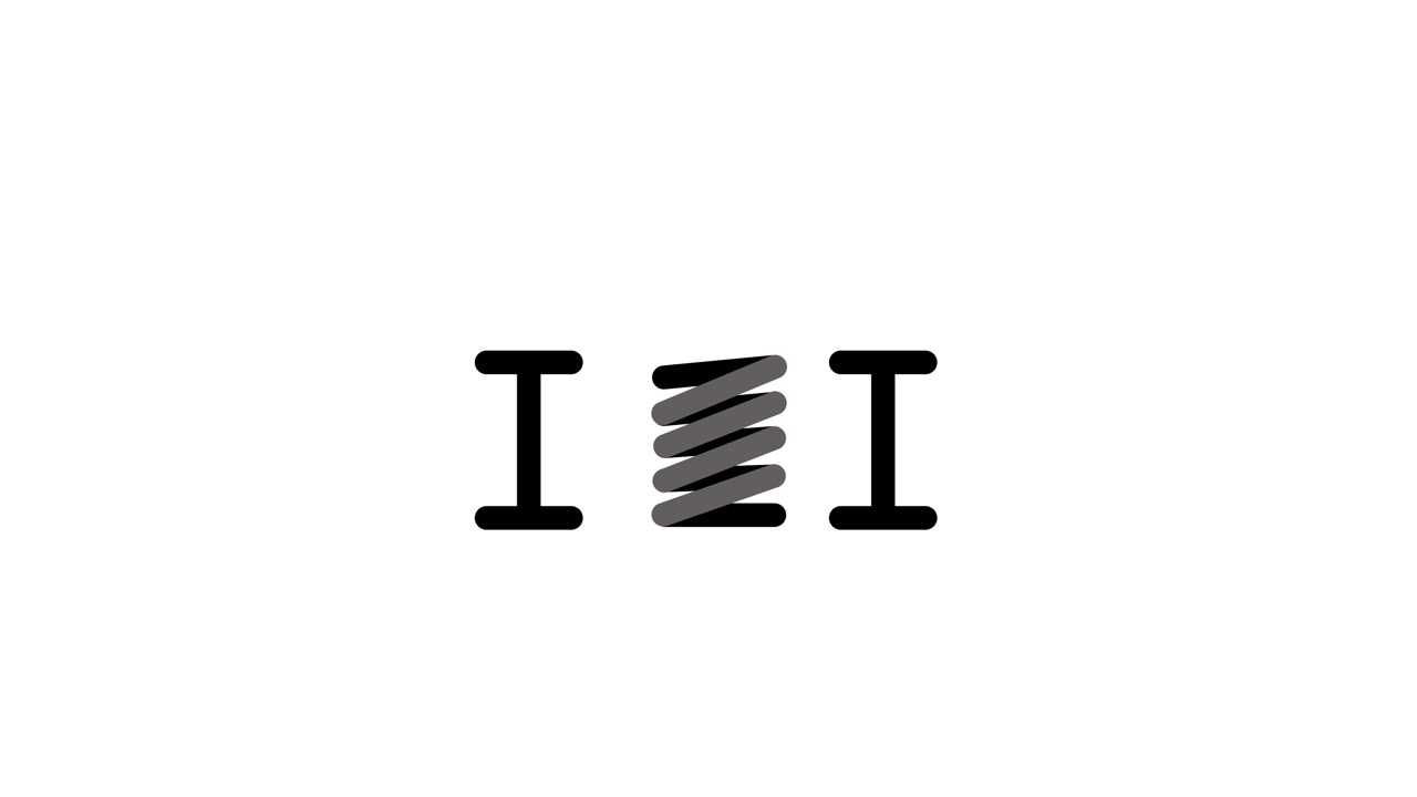 Coil spring mechanical component with measurement icon animation isolated on white background