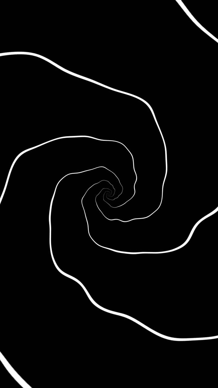 Linee a spirale vorticose verticali in bianco e nero che si muovono verso il centro in un loop.