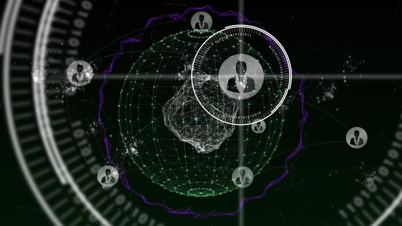 iconos de perfiles múltiples en todo el mundo hechos de red de conexiones