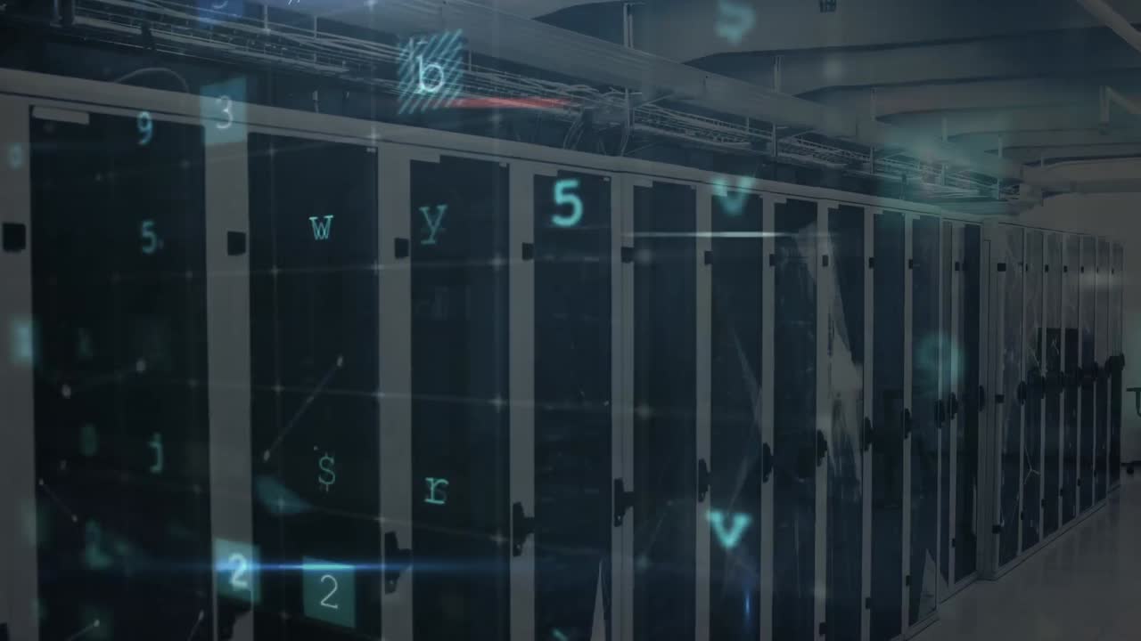 Animation of data processing over server room