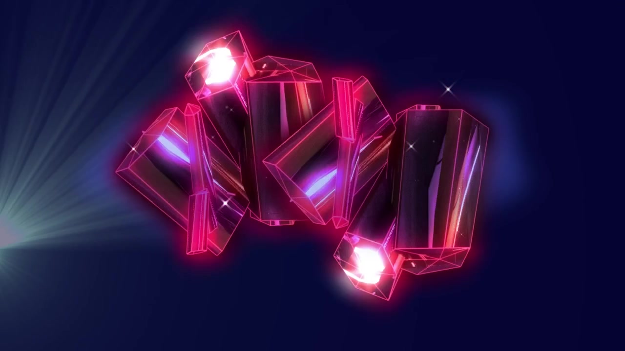 Animation of red crystals on blue background