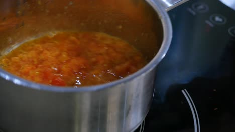 preparación de la salsa de tomate