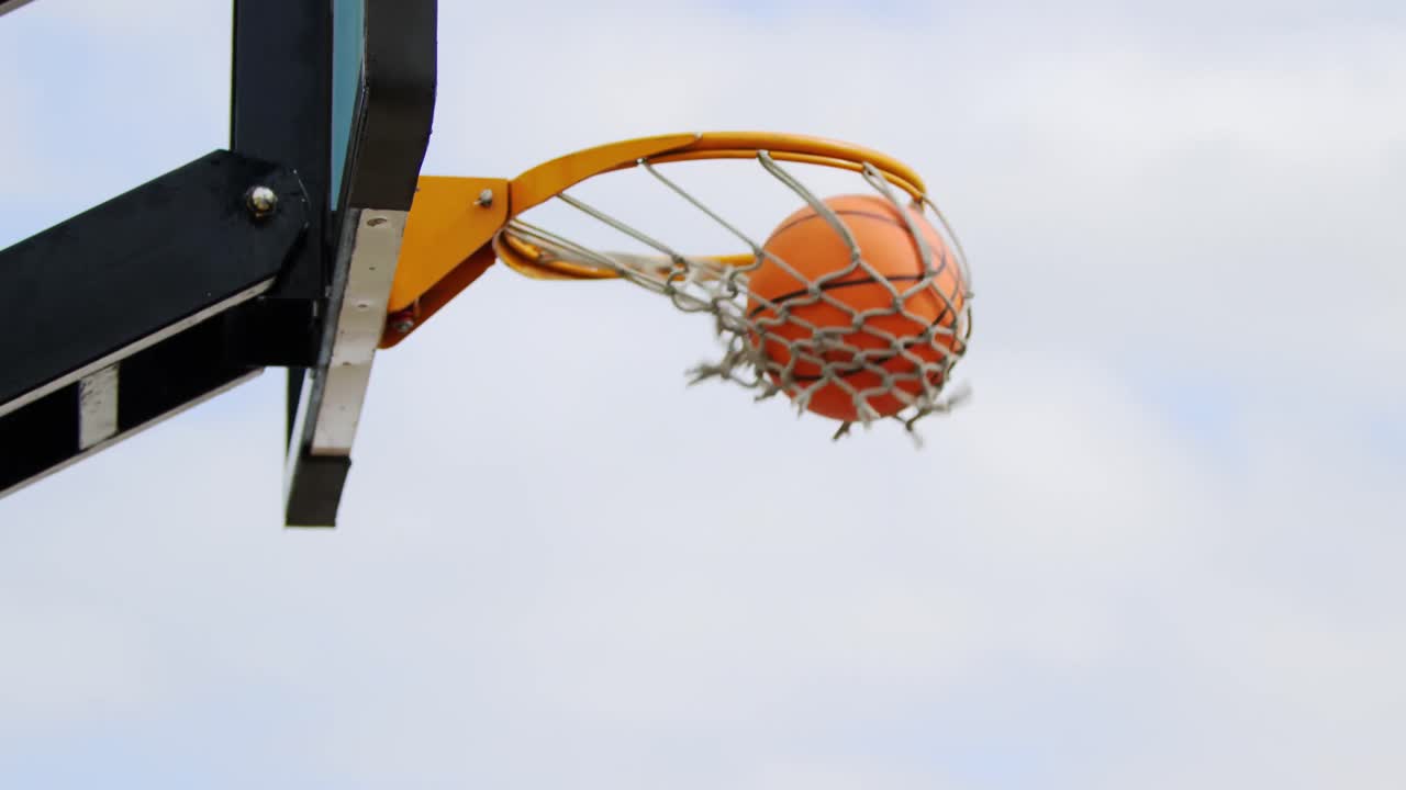 Basketball hoop in basketball court 4k