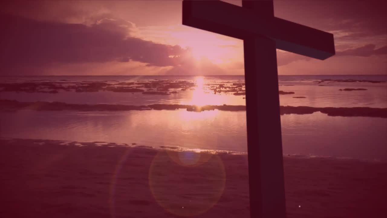 Premium stock video - Digital composition of thunder effect over cross ...