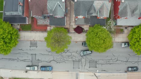 Top-down-aerial-of-city-street-in-USA