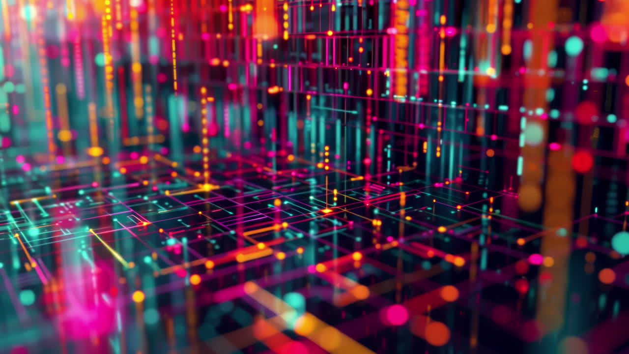 escena de la ciudad abstracta de datos y código hecho con ai generativo