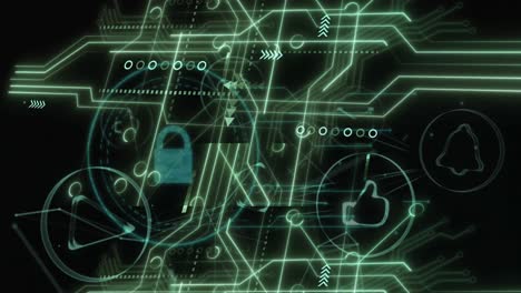 animación del candado de seguridad en línea sobre el procesamiento de datos