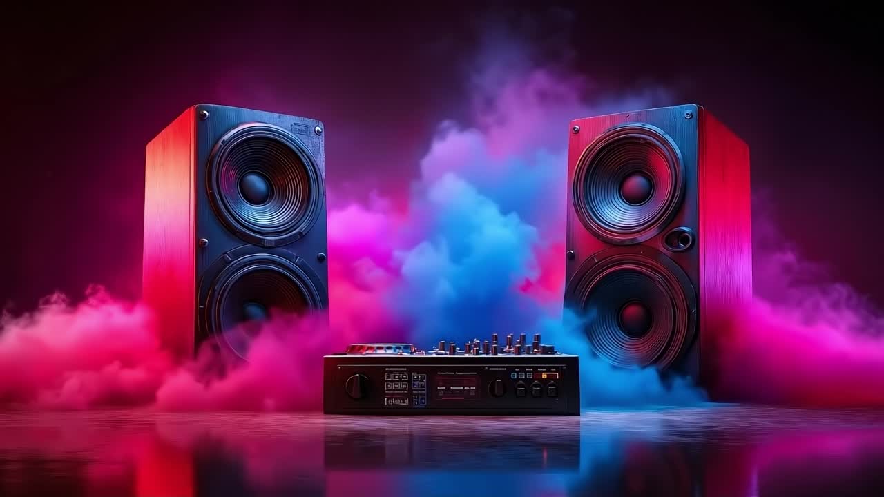 A pair of speakers sitting next to each other on a table