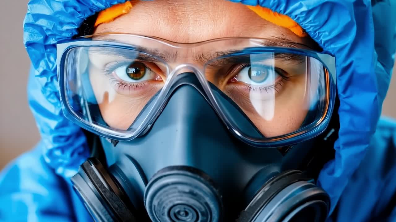 un hombre que llevaba una máscara de gas y gafas