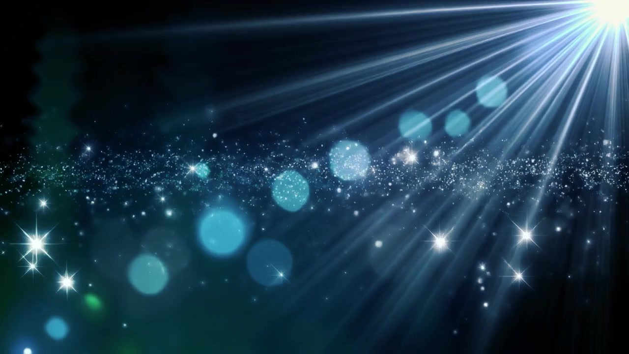 輝く粒子と光のフレアがある抽象的な青い背景