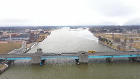 nay city michigan bridge with drone video