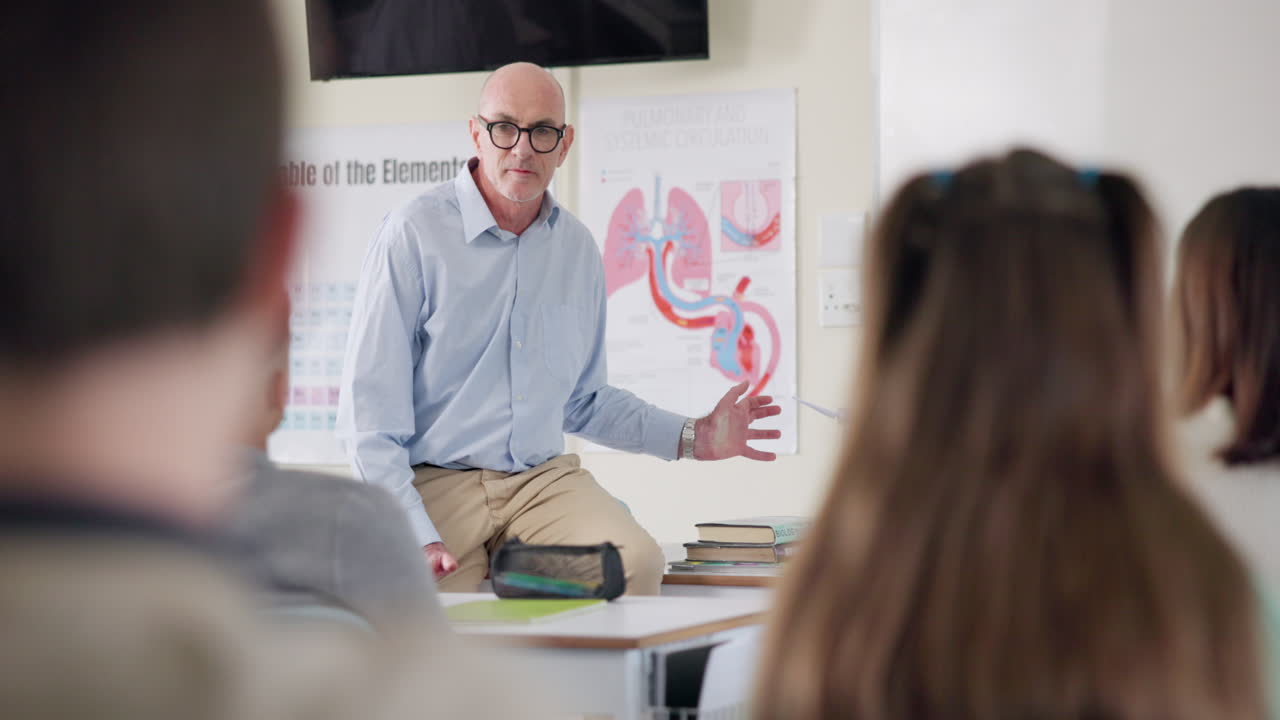 Classroom setting with teacher and students