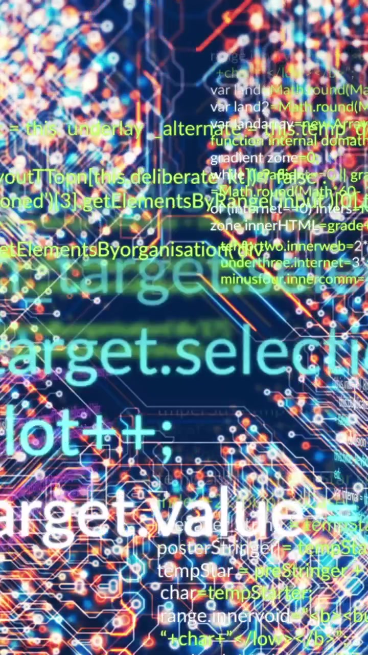 Animation of data processing on blue background