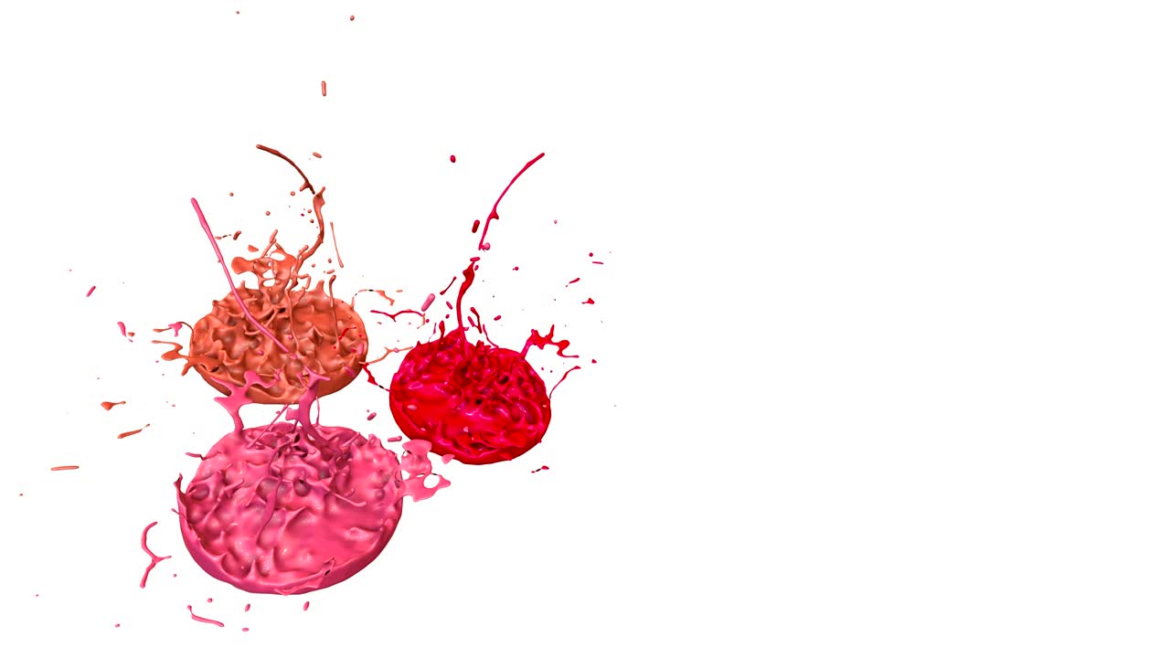 las pinturas 3d bailan en 4k sobre un fondo blanco. simulación de salpicaduras de tinta en un altavoz musical que reproduce música. hermosas salpicadures como un fondo brillante en ultra alta calidad. sombras de versión de rojo 14