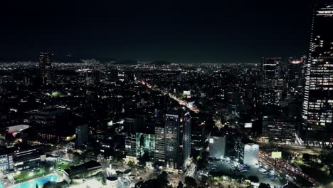 exploring shot of beautiful reforma avenue in mexico city at night time