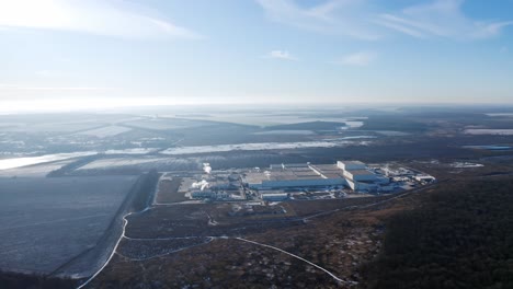 factory industrial view from above. aerial view of suburban industrial area infrastructure