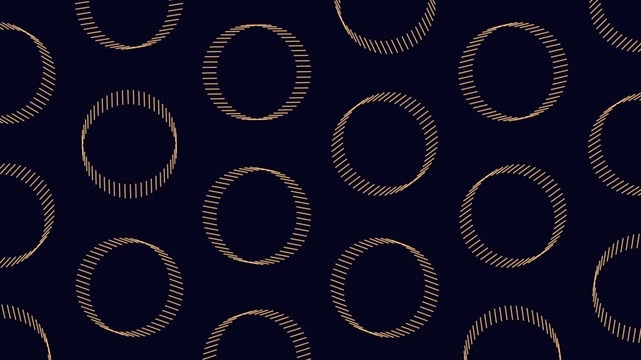 An intricate design comprised of circles is symmetrically arranged against a dark backdrop, forming a visually appealing and repetitive pattern