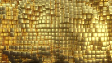 beautiful abstract golden cubes. the golden wall of blocks is moving. seamless loop 4k cg 3d animation