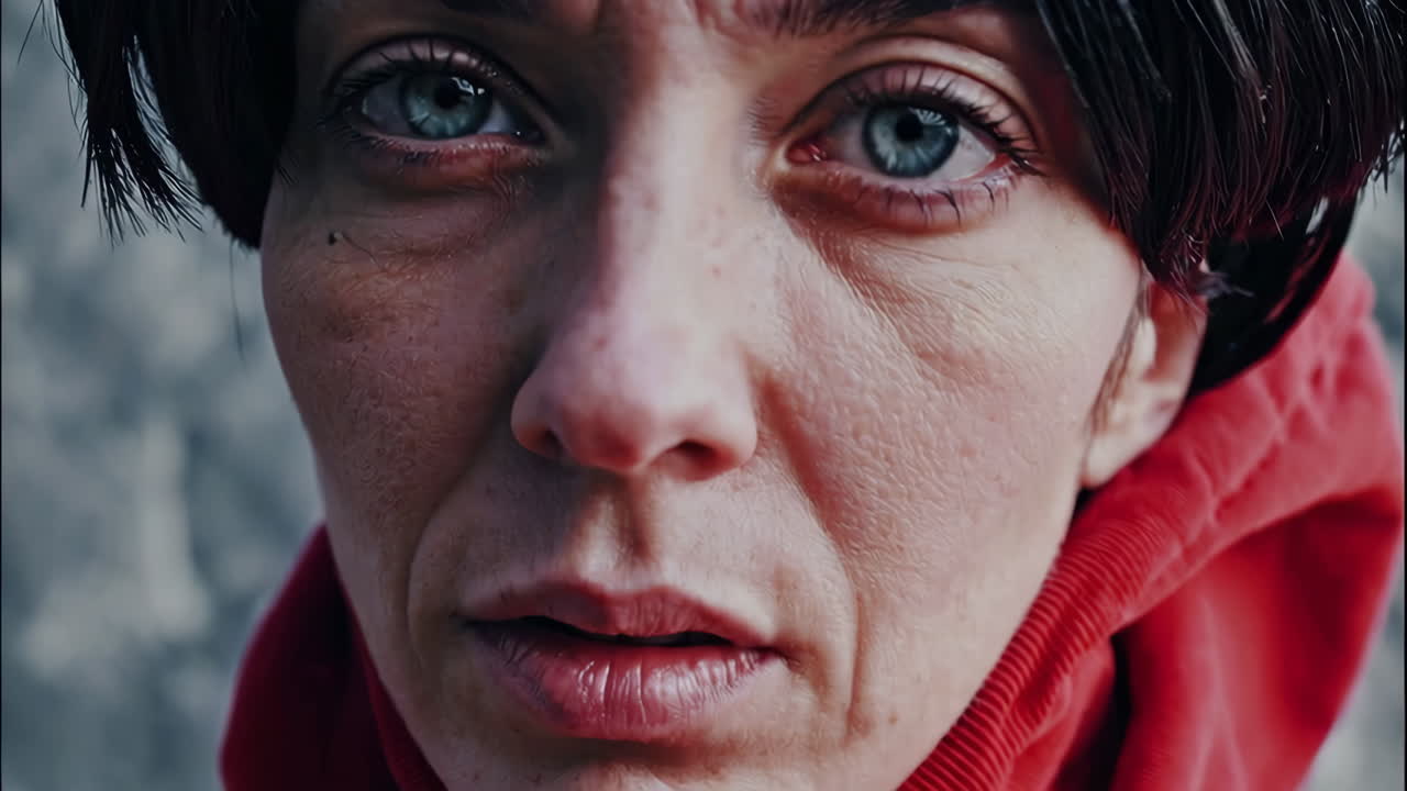 primer plano de una mujer con una expresión seria