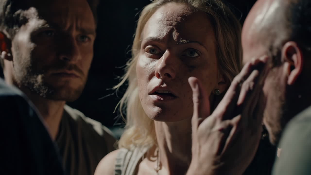 Close-up of people in a tense discussion