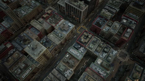 aerial view of new york downtown building roofs