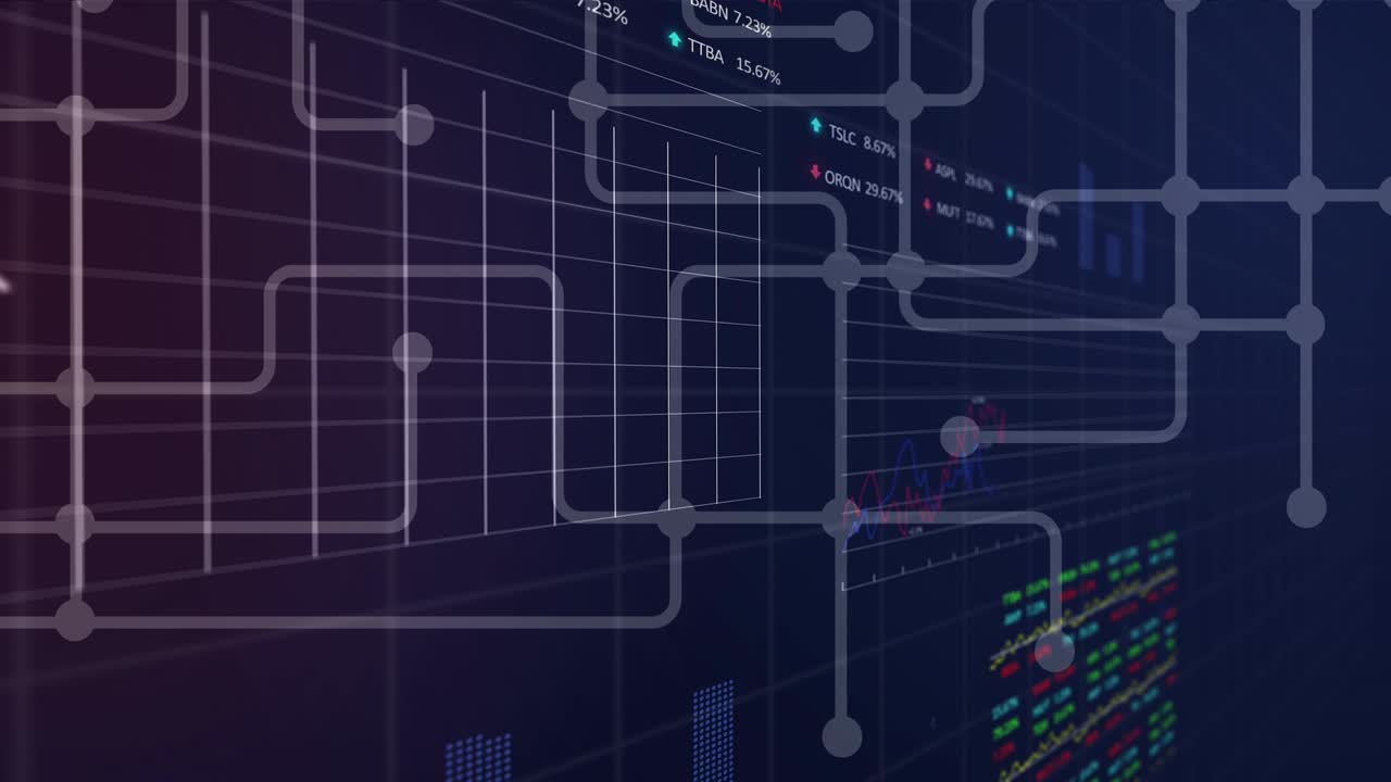 animación de la red de conexiones y procesamiento de datos en la red