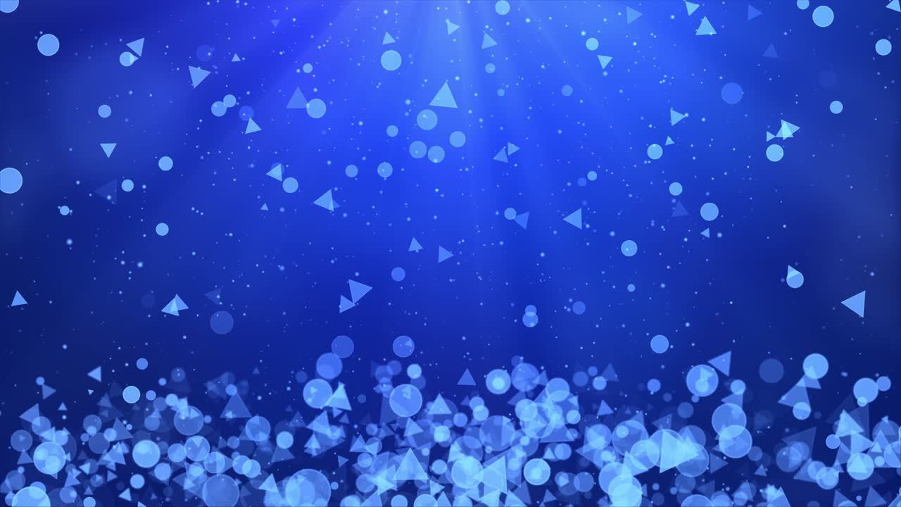 4k 천천히 떨어지는 보케, 반이는 불빛 루프 크리스마스 배경 파란 입자