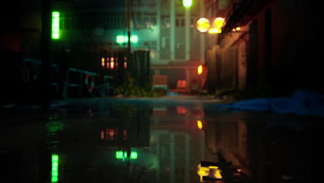 rainy night in a dark city alley