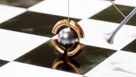 geometric shapes swinging through ring. 3d animation looped