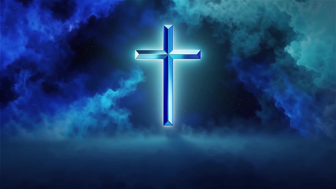 Croce Cristiana Luce Celestiale Sfondo per il Culto.