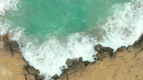 Ocean-Waves-Crashing-On-The-Rocky-Coastline-Of-Beach-In-Cyprus