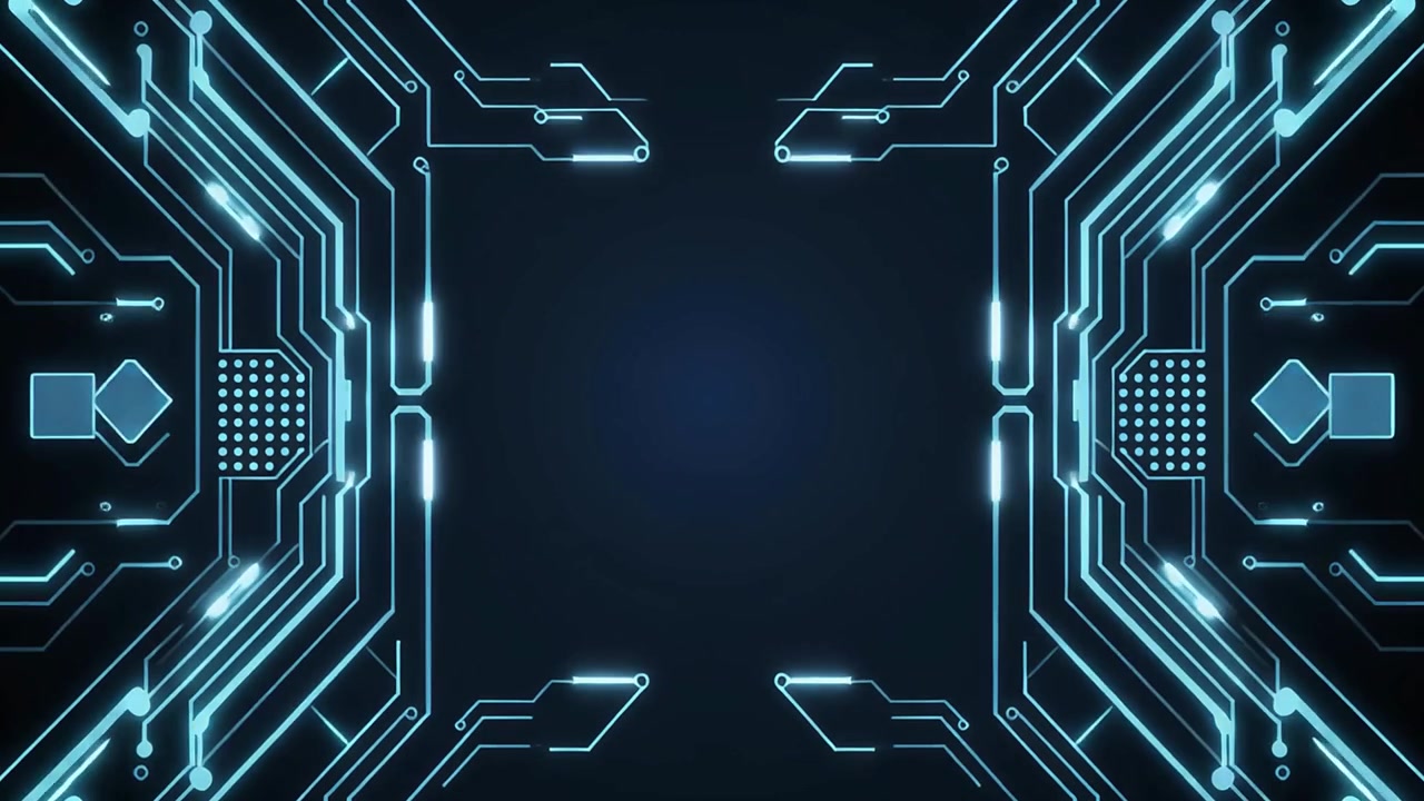 Animated Circuit Board Pattern with Glowing Blue Lines