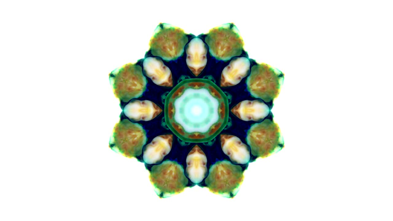 movimiento de caleidoscopio abstracto: círculos geométricos y formas de estrellas