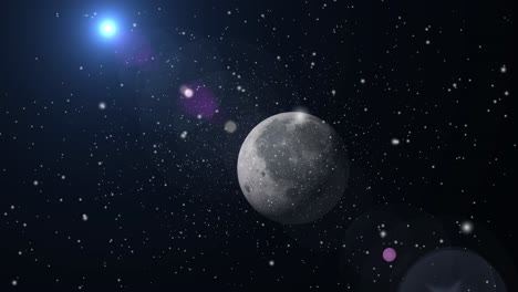 luna en movimiento con una luz brillante en el espacio